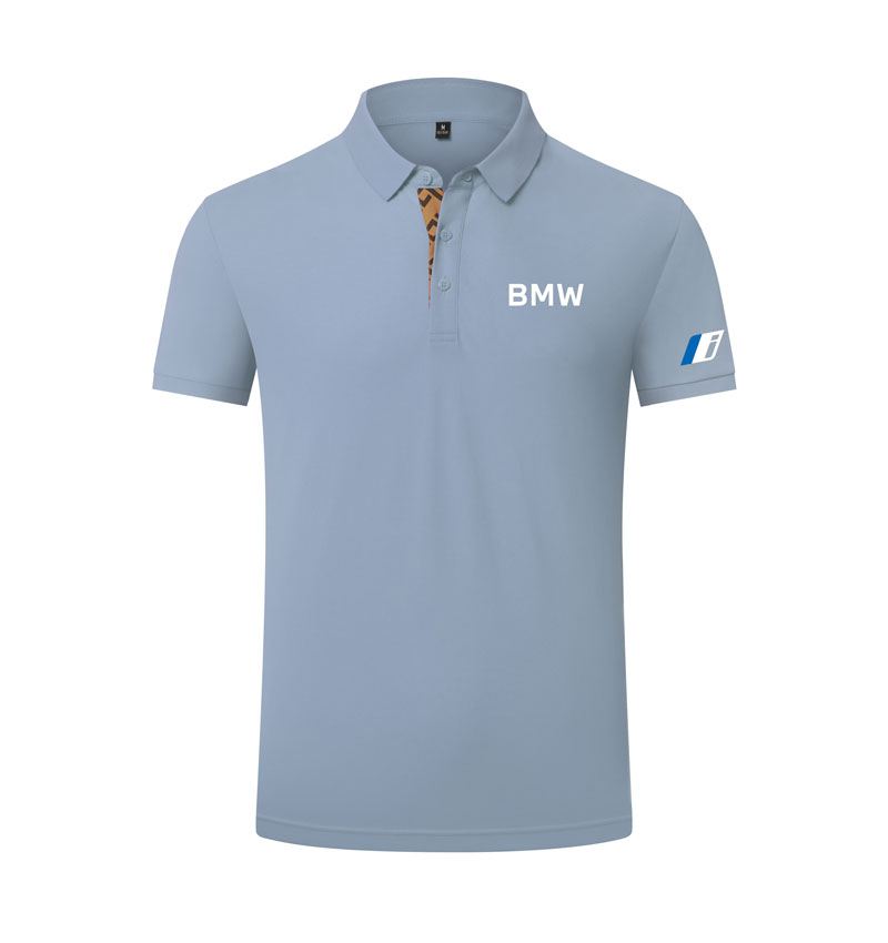 Polo BMW classique uni en coton piqué épais pour homme avec poignets cotelés